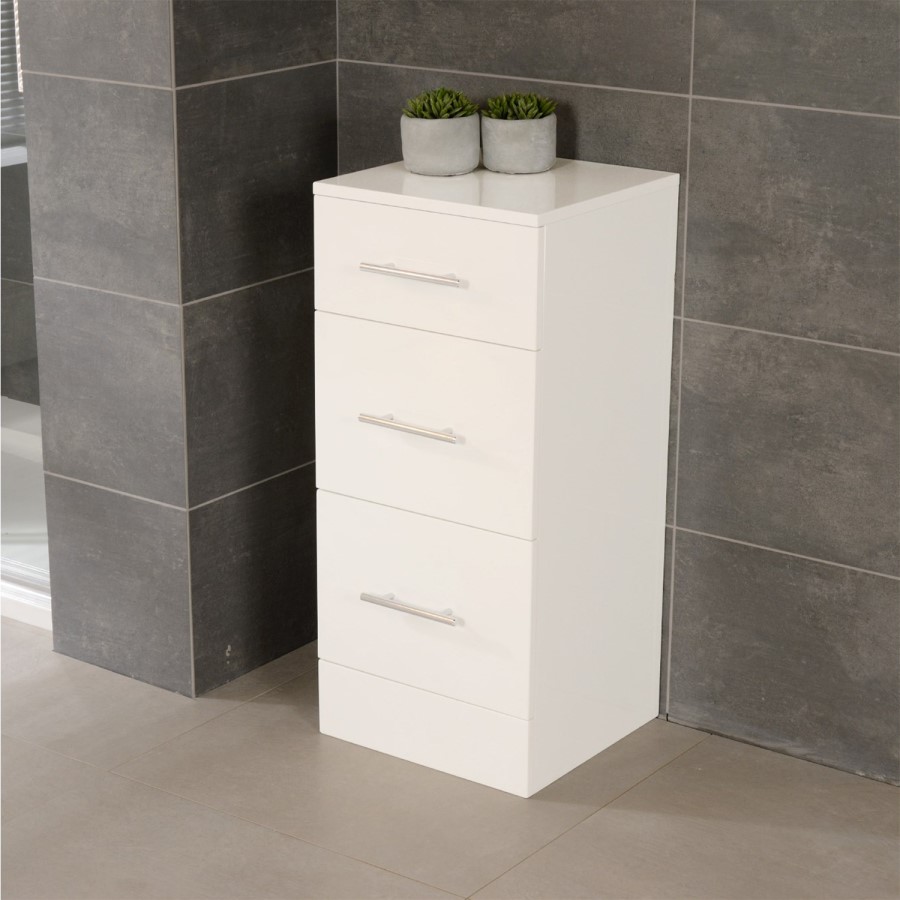 Windsor 350mm Floor Standing Storage Unit - White 3 Drawer Unit