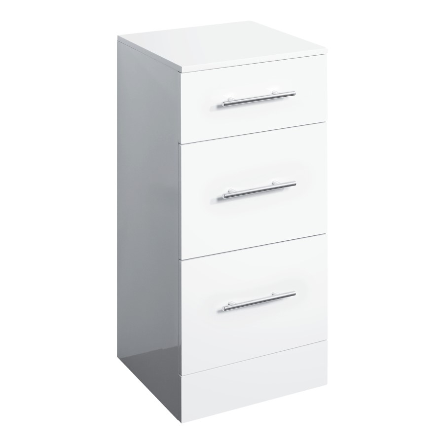 Windsor 350mm Floor Standing Storage Unit - White 3 Drawer Unit