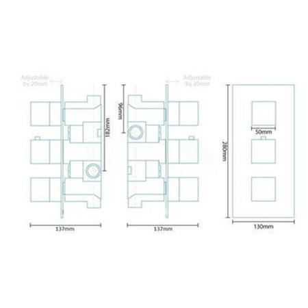 Dual Outlet Concealed Thermostatic Shower Valve -EcoCube Range