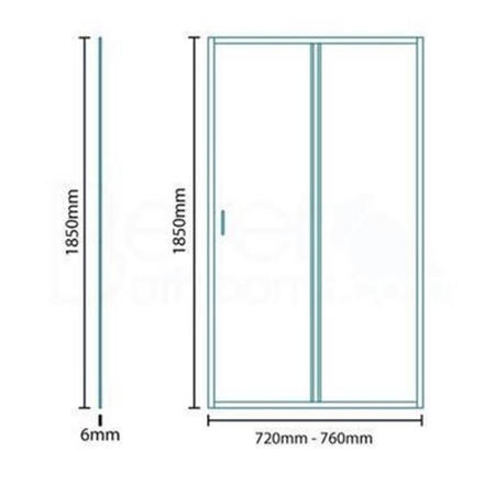 Pivot Shower Door 760mm - 6mm Glass