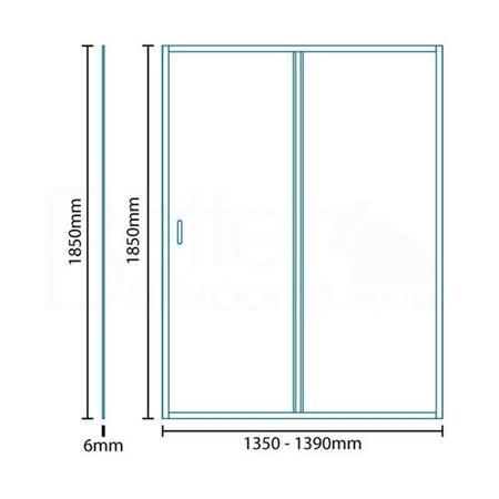 Sliding Shower Door 1400mm - 6mm Glass - Aquafloe