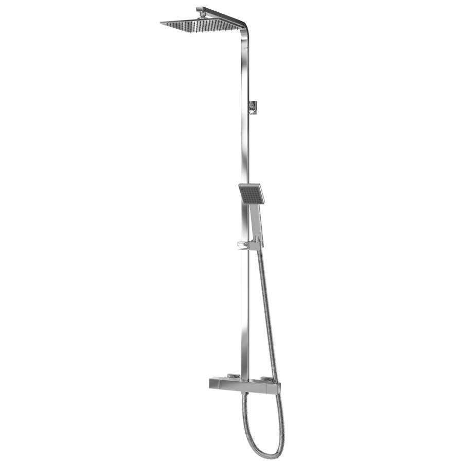 GRADE A2 - Vira Square Riser Slide Shower Rail Kit with Dual Valve