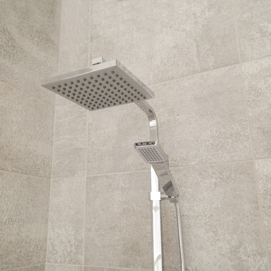 GRADE A2 - Vira Square Riser Slide Shower Rail Kit with Dual Valve