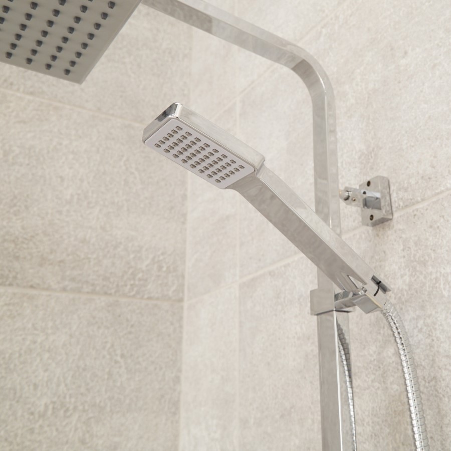 GRADE A2 - Vira Square Riser Slide Shower Rail Kit with Dual Valve