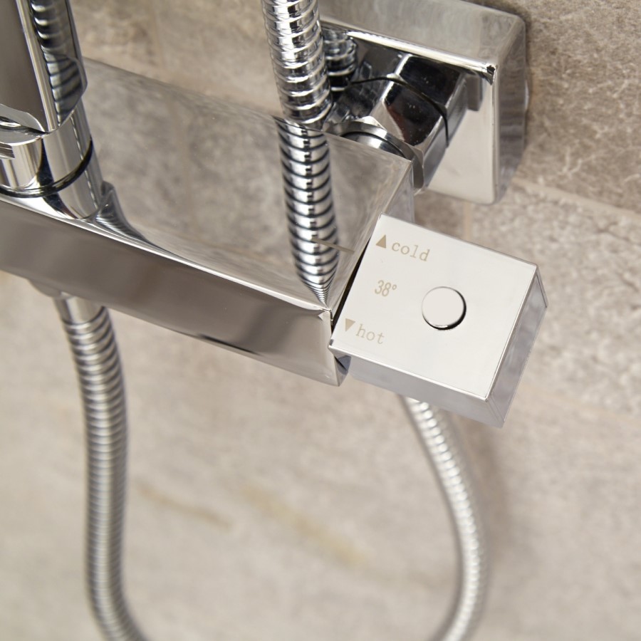 GRADE A2 - Vira Square Riser Slide Shower Rail Kit with Dual Valve