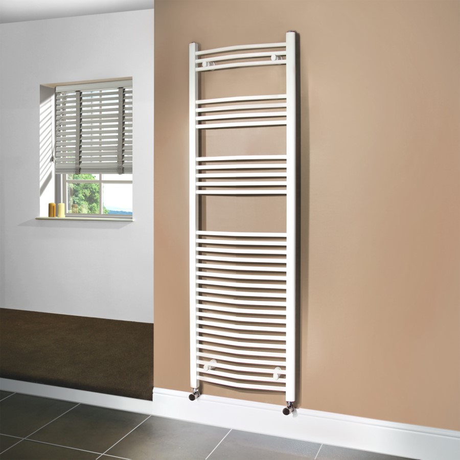 Beta Heat 1700 x 500mm Curved White Heated Towel Rail