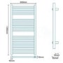 Beta Heat 1200 x 600mm Square Chrome Heated Towel Rail