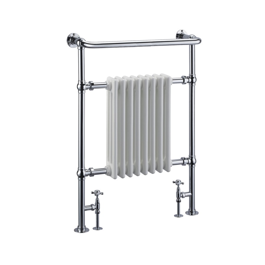 White Chrome Traditional Wall Hung Towel Radiator - 963 x 673 x 230mm