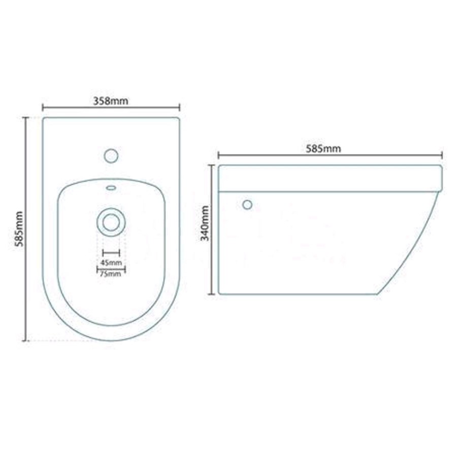 Aurora Round Wall Hung Bidet One Tap Hole