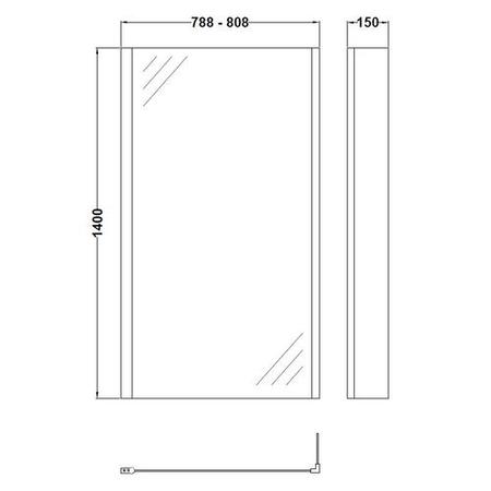 L-Shaped Square Shower Bath Screen