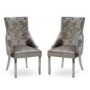 Pair of Champagne Grey Velvet Dining Chairs with Knockerback - Vida Living Belvedere