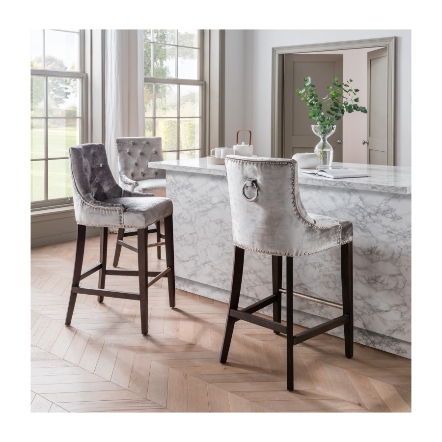 Champagne Velvet Bar Stool - Arianna