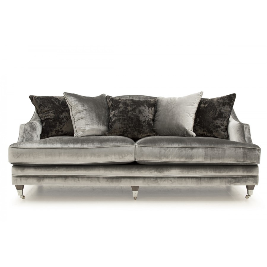 GRADE A2 - Belvedere Silver Velvet Sofa - Seats 4