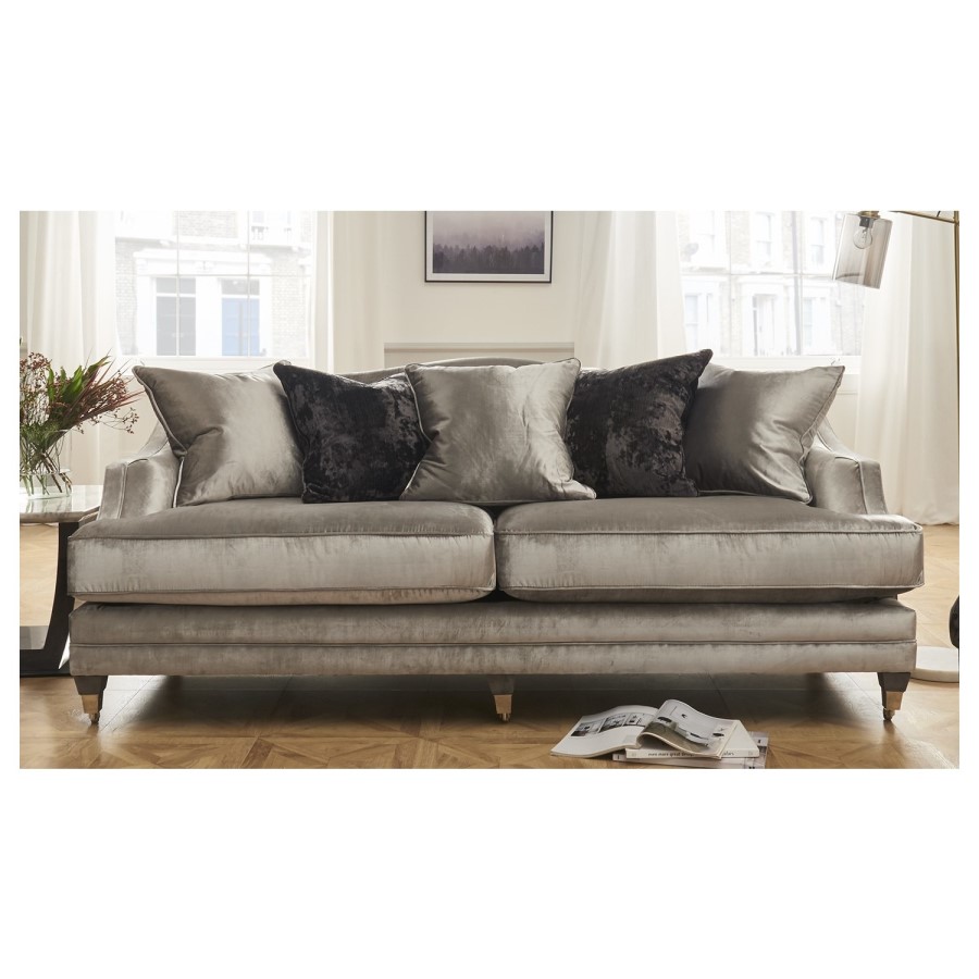 GRADE A2 - Belvedere Silver Velvet Sofa - Seats 4