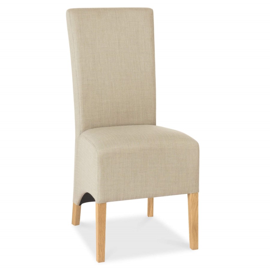 Bentley Designs Pair of Nina Wing Back Chairs in Stone and Oak
