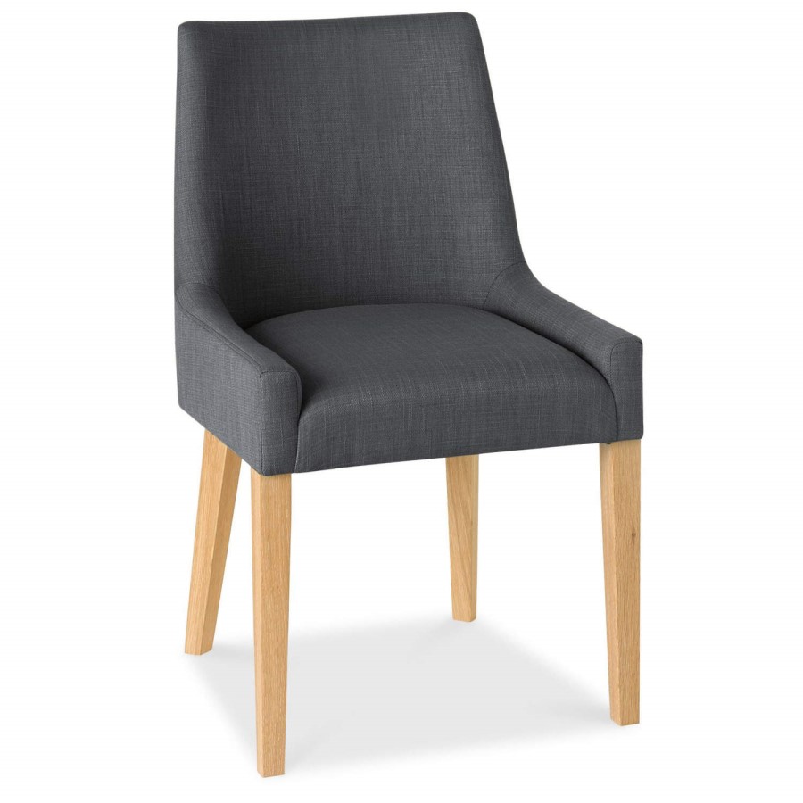 Bentley Designs Pair of Ella Oak Scoop Back Chairs in Steel