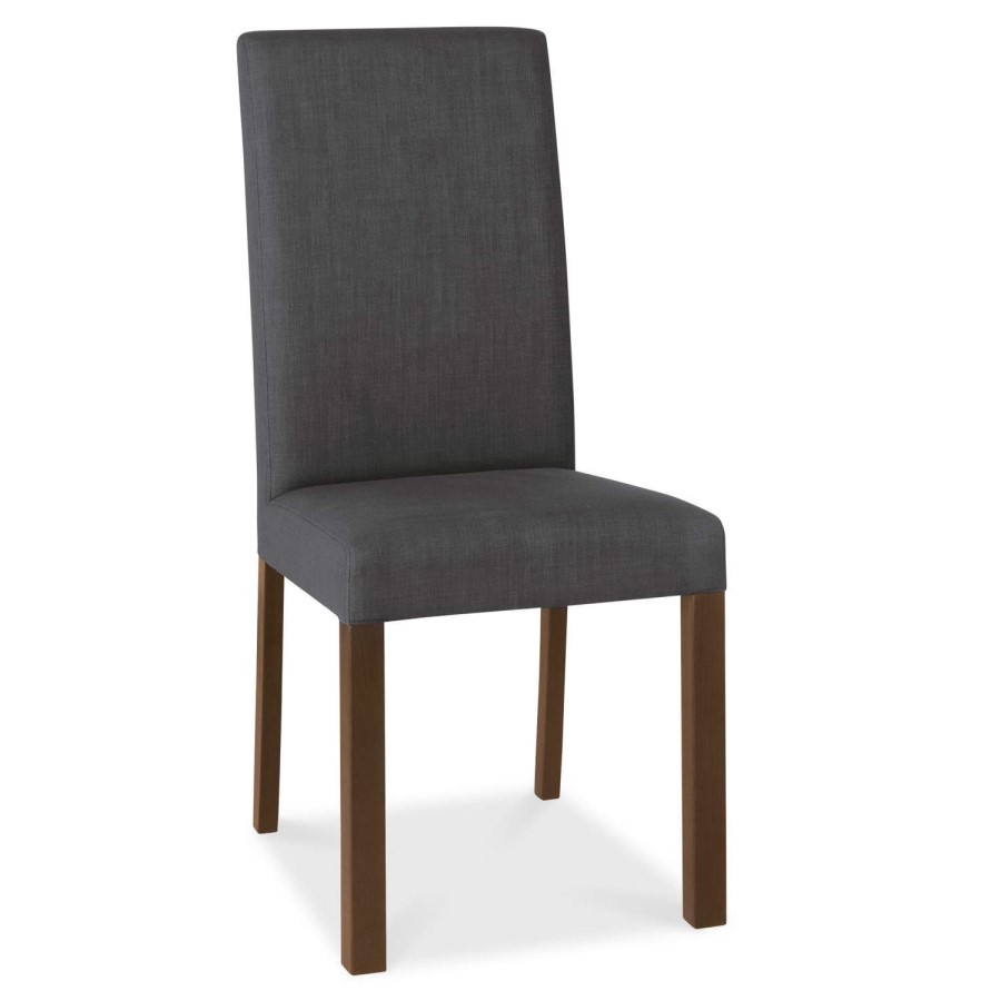 Bentley Designs Pair of Parker Dining Chairs in Charcoal and Walnut