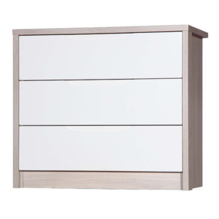 Avola 3 Drawer Chest of Drawers in Champagne with Cream Gloss