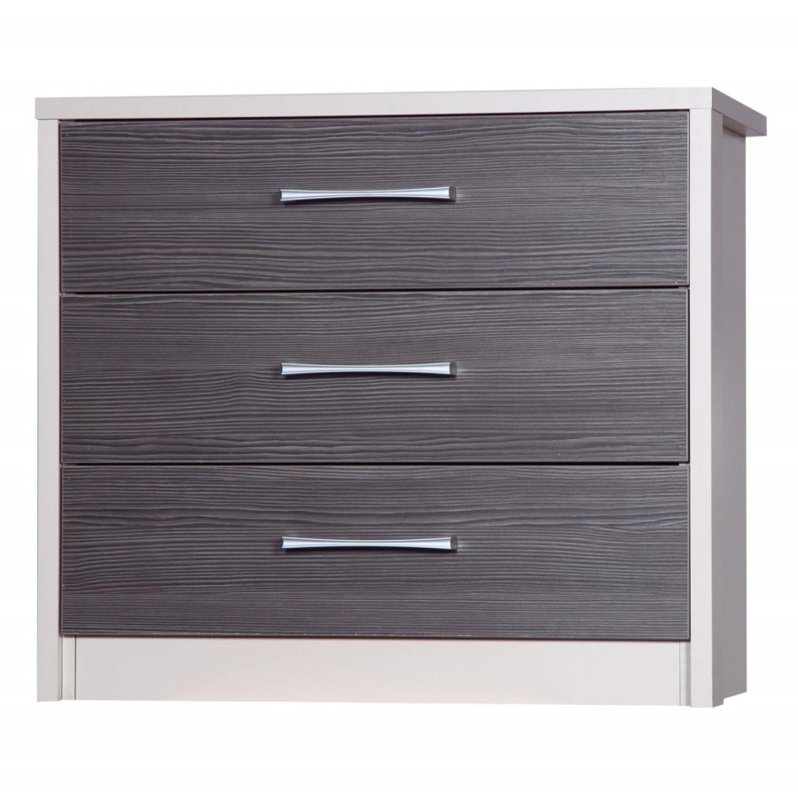 One Call Furniture Avola Premium 3 Drawer Chest in Cream with Grey