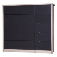 One Call Furniture Avola Premium Plus 5 Drawer Double Chest in Champagne with Grey Gloss