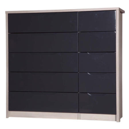 One Call Furniture Avola Premium Plus 5 Drawer Double Chest in Champagne with Grey Gloss