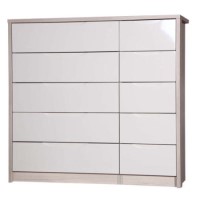 One Call Furniture Avola Premium Plus 5 Drawer Double Chest in Champagne with Sand Gloss