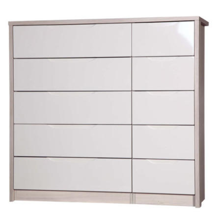One Call Furniture Avola Premium Plus 5 Drawer Double Chest in Champagne with Sand Gloss