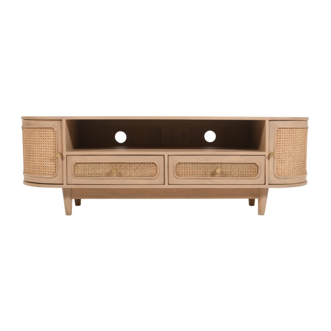 Cane Mango Wood 2 Drawers TV Cabinet - Valencia 