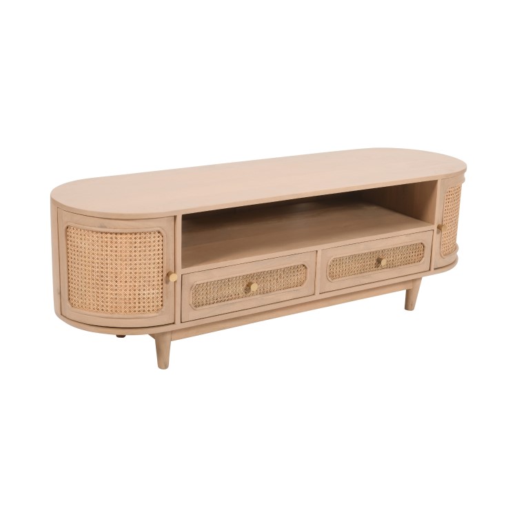 Cane Mango Wood 2 Drawers TV Cabinet - Valencia 