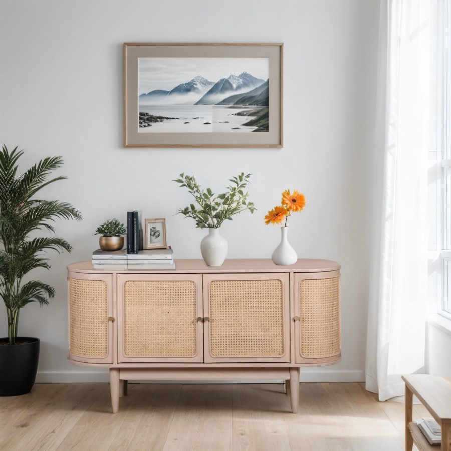 Cane Mango Wood 4 Doors Sideboard - Valencia