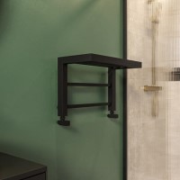 Black Heated Towel Shelf Radiator 350 x 550mm - Cairo Black Heated Towel Shelf Radiator 350 x 550mm - Cairo