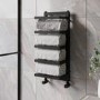 Black Vertical Heated Towel Shelf Radiator 700 x 300mm - Cairo