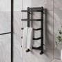 Black Vertical Heated Towel Shelf Radiator 700 x 300mm - Cairo