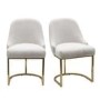 ALMOST PERFECT - Set of 2 Beige Boucle Dining Chairs with Gold Legs - Callie