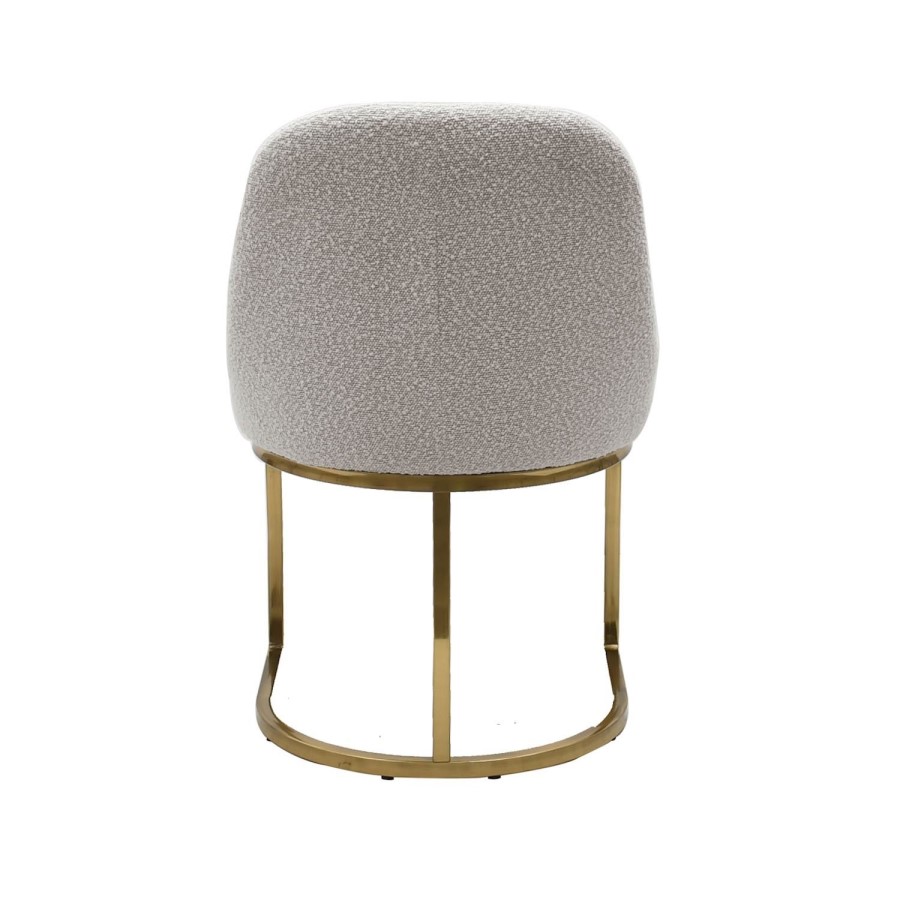 Set of 2 Beige Boucle Dining Chairs with Gold Legs - Callie