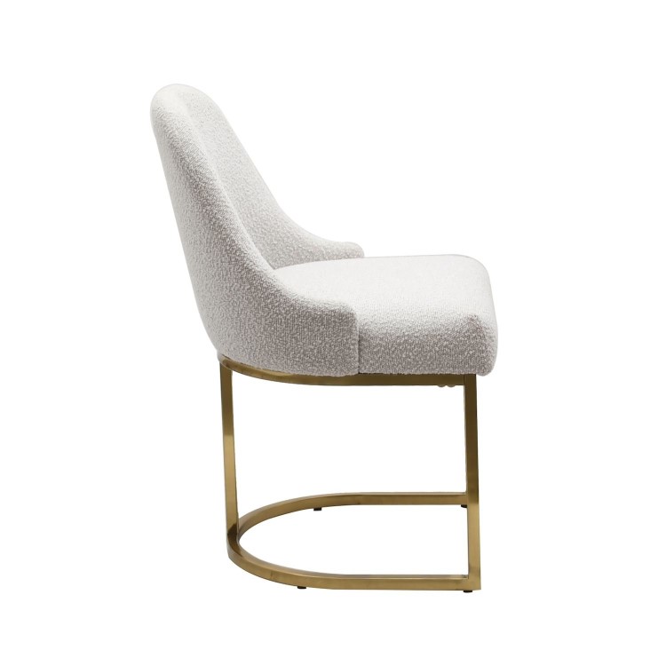 Set of 6 Beige Boucle Dining Chairs with Gold Legs - Callie