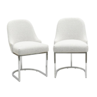 Set of 2 Beige Boucle Dining Chairs with Chrome Legs - Callie