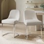 Set of 2 Beige Boucle Dining Chairs with Chrome Legs - Callie