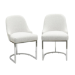 Set of 2 Beige Boucle Dining Chairs with Chrome Legs - Callie