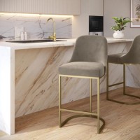 Mink Velvet Kitchen Stool with Gold Legs - Callie