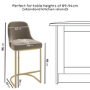 Mink Velvet Kitchen Stool with Gold Legs - Callie