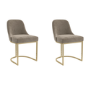Set of 2 Mink Velvet Dining Chairs with Gold Legs - Callie