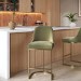 Sage Green Velvet Kitchen Stool with Gold Legs - Callie