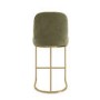 Sage Green Velvet Kitchen Stool with Gold Legs - Callie