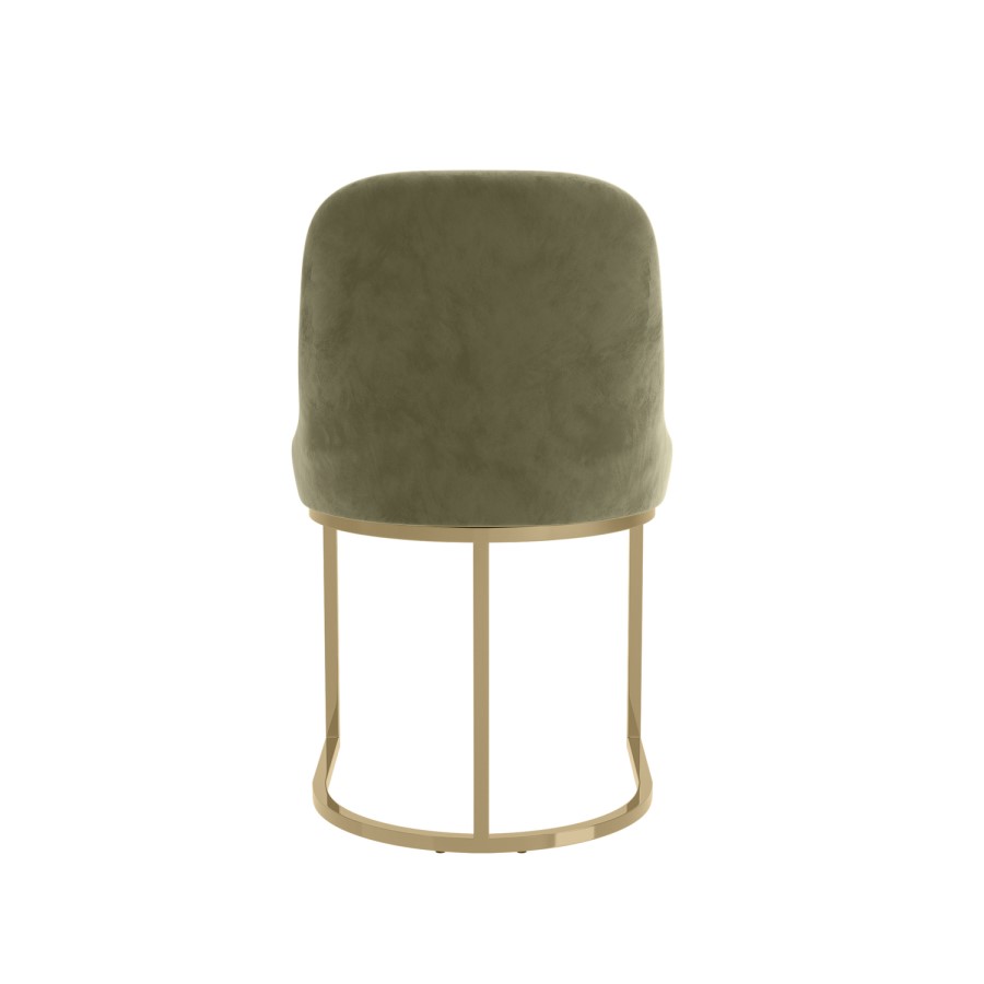 Set of 6 Sage Green Velvet Dining Chairs with Gold Legs - Callie
