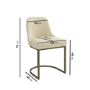 Set of 4 Beige Upholstered Dining Chairs with Brass Legs - Callie