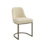 Set of 4 Beige Upholstered Dining Chairs with Brass Legs - Callie