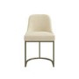 Set of 4 Beige Upholstered Dining Chairs with Brass Legs - Callie