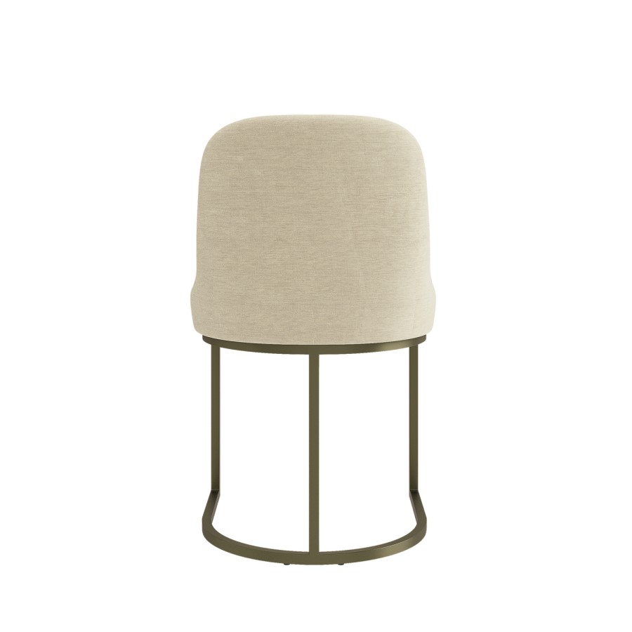 Set of 4 Beige Upholstered Dining Chairs with Brass Legs - Callie