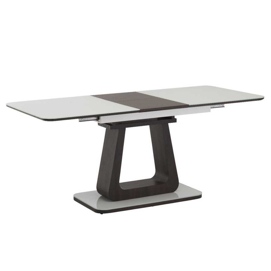 Calgary Extendable  White High Gloss Dining Table with Cocoa Insert